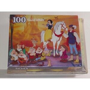 Golden Walt Disney Snow White 100 Piece Puzzle W/Coloring Book & Book SEALED